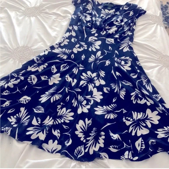 Ralph Lauren Navy Floral print Swing Dress - Picture 3 of 5